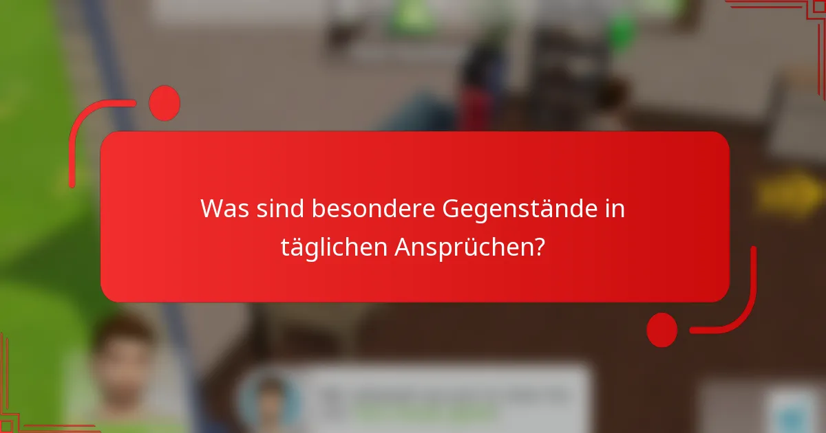 Was sind besondere Gegenstände in täglichen Ansprüchen?