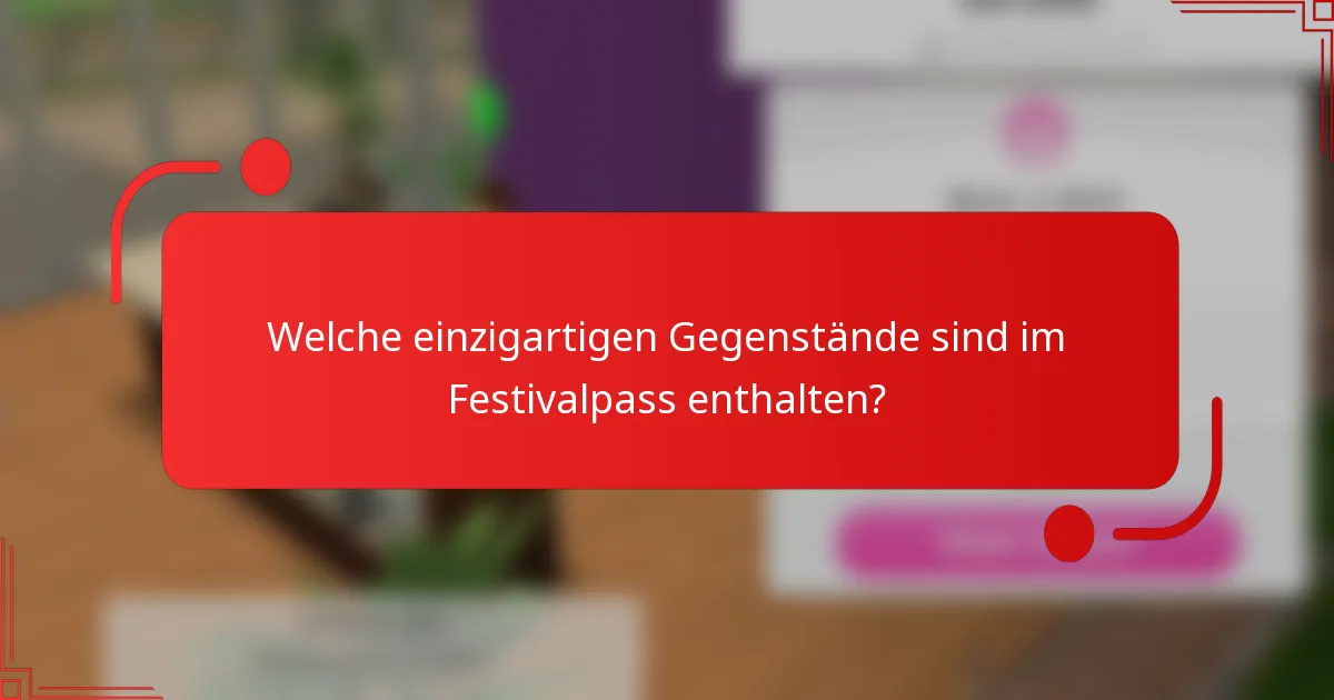 Welche einzigartigen Gegenstände sind im Festivalpass enthalten?